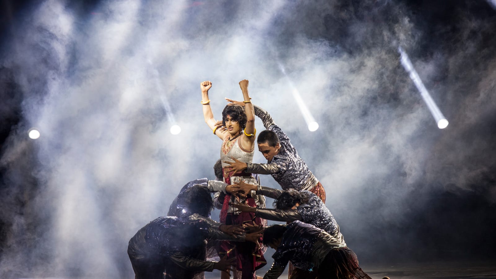 Abhijnaa — a dramatic group scene in the haze