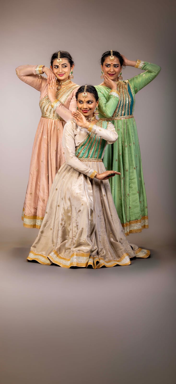 Three Kathak artists of Abhinava Dance Company