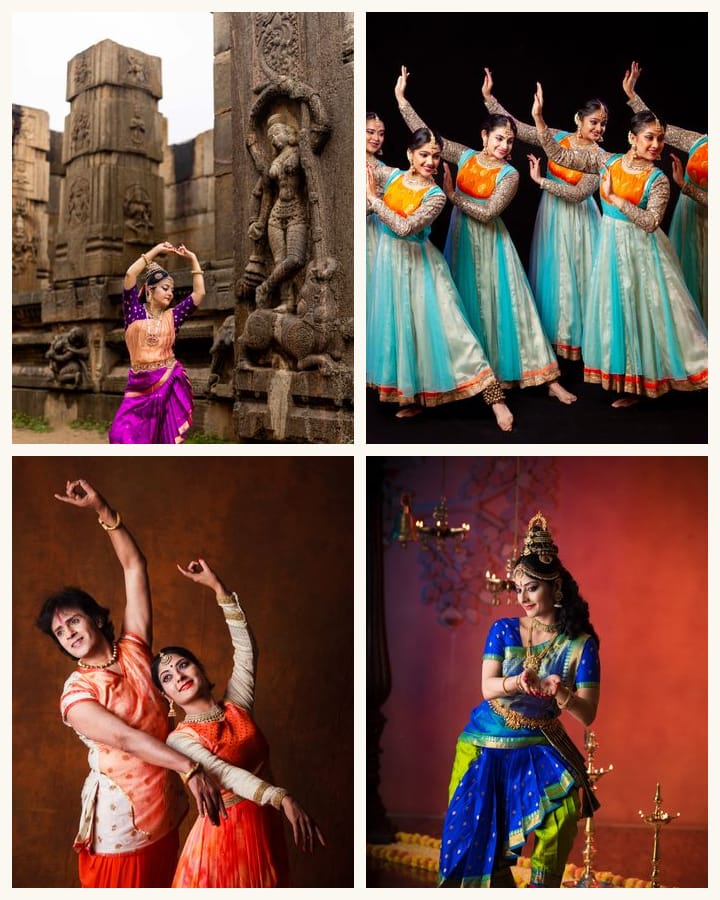 Four of the press photos of Abhinava Dance Company
