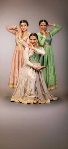 Three Kathak artists of Abhinava Dance Company